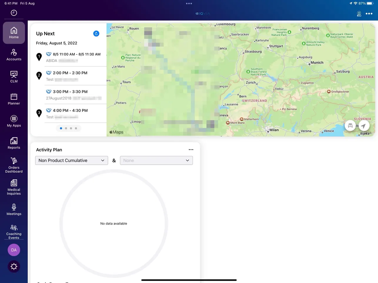 Interface mobile IQVIA OCE